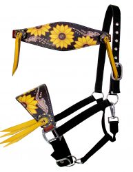 Showman  Adjustable nylon bronc halter with sunflower hand painted nose band